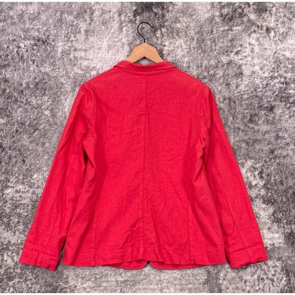 Raquel Allegra Jacket 1 / US Medium Womens Pink Linen Blend Deconstructed Blazer - Picture 3 of 8